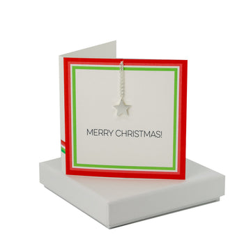 Merry Christmas Card- Star Necklace Coral and Mint